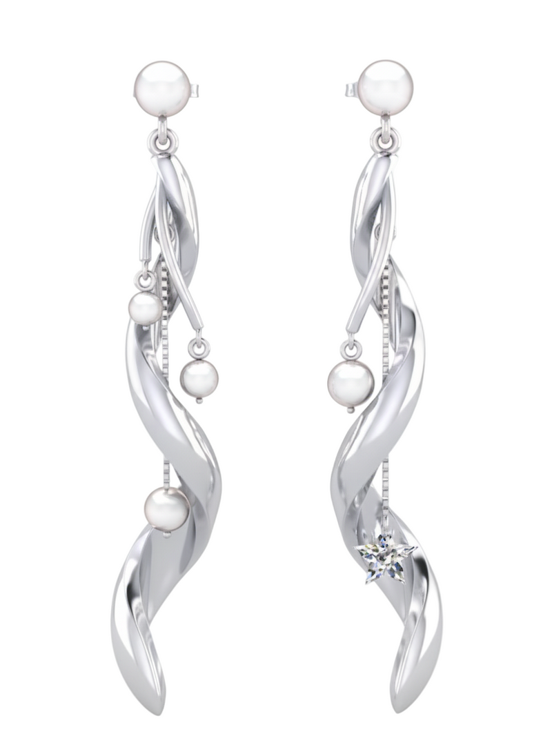 Celestial Flow Earrings in Silver - Front