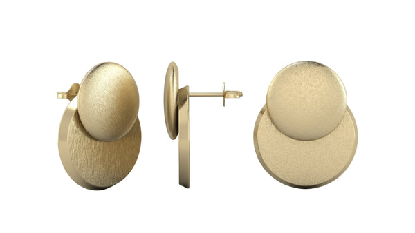 Eclipse Stud Earrings in Yellow Gold - MultiView