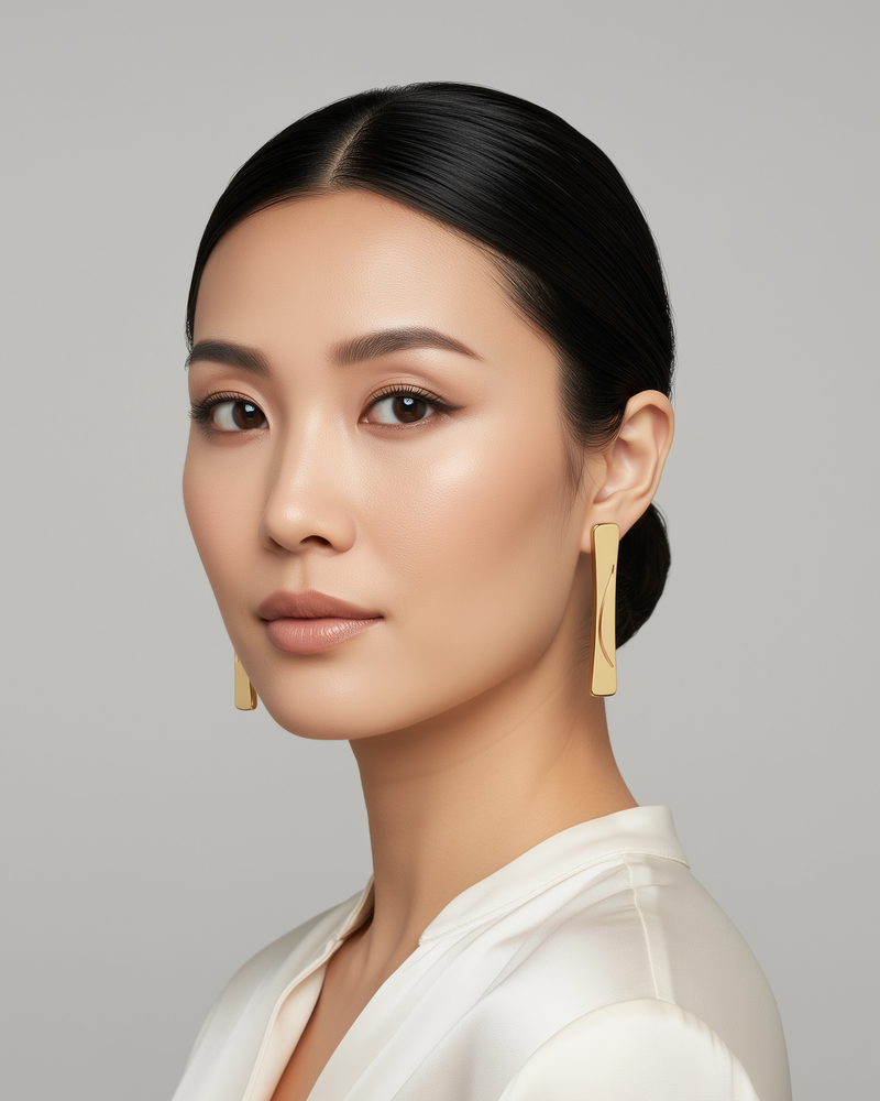 Golden Drift Earrings in Model